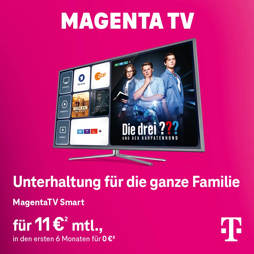 MagentaTV Smart Angebot: TV-Streaming auf Fernseher mit Sender- und Filmkacheln